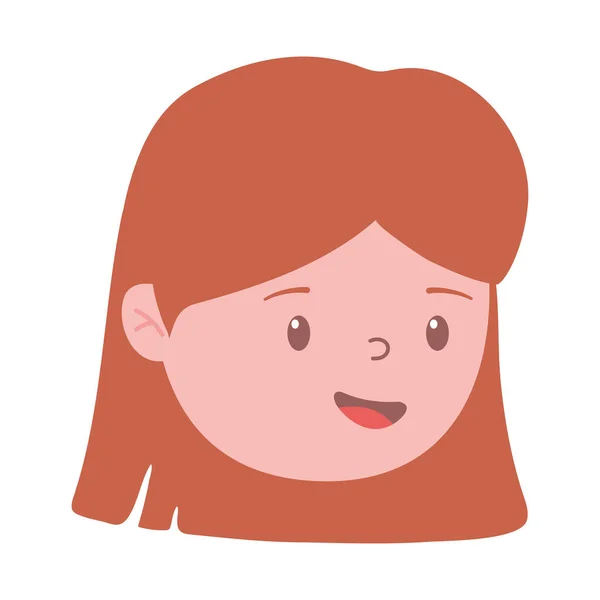 Chica cara carácter dibujos animados aislado icono diseño fondo blanco — Vector de stock