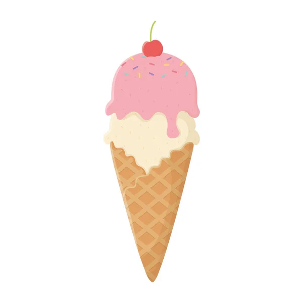 Cono de helado icono de diseño aislado — Vector de stock