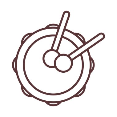 Kutlama enstrümanı vurmalı çubuklu küçük davul çizgisi simgesi