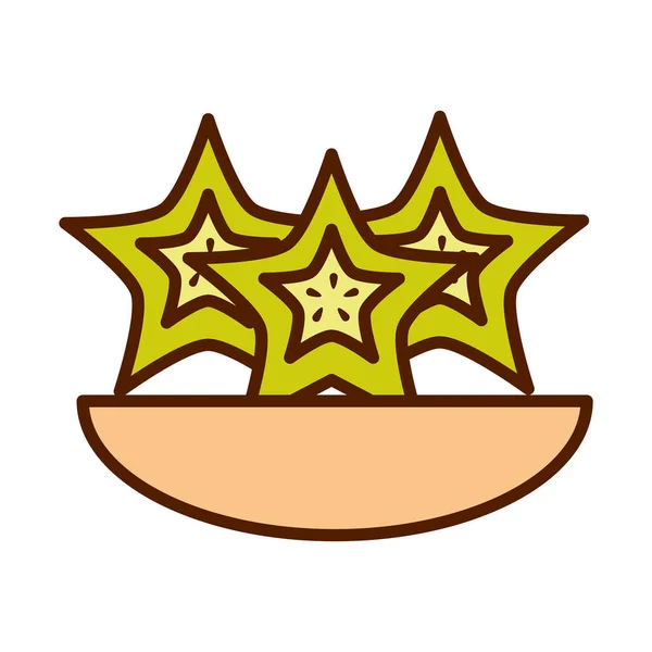 Zdravé jídlo čerstvé ovoce produkt plátek čáry Starfruit a výplň styl ikony — Stockový vektor