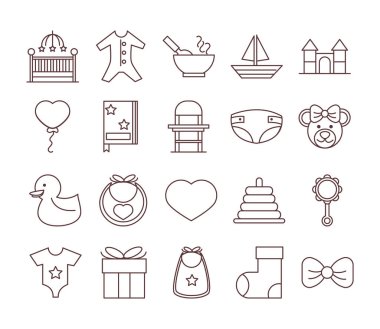 bebek besleme oyuncakları ve elbiseler, yeni doğan simgeler dizayn ve dizayn hoş geldiniz