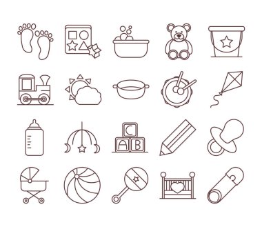 bebek besleme oyuncakları ve elbiseler, yeni doğan simgeler dizayn ve dizayn hoş geldiniz