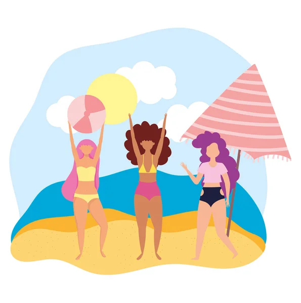 Sommer Menschen Aktivitaten Mann Und Frau Mit Sonnenschirm Am Strand Kuste Entspannen Und Durchfuhren Freizeit Im Freien Vektorgrafik Lizenzfreie Grafiken C Stockgiu 390194138 Depositphotos