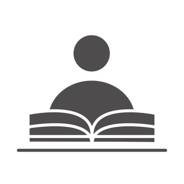 bir kitap silueti biçimi simgesi okuyan okul ve eğitim öğrencisi