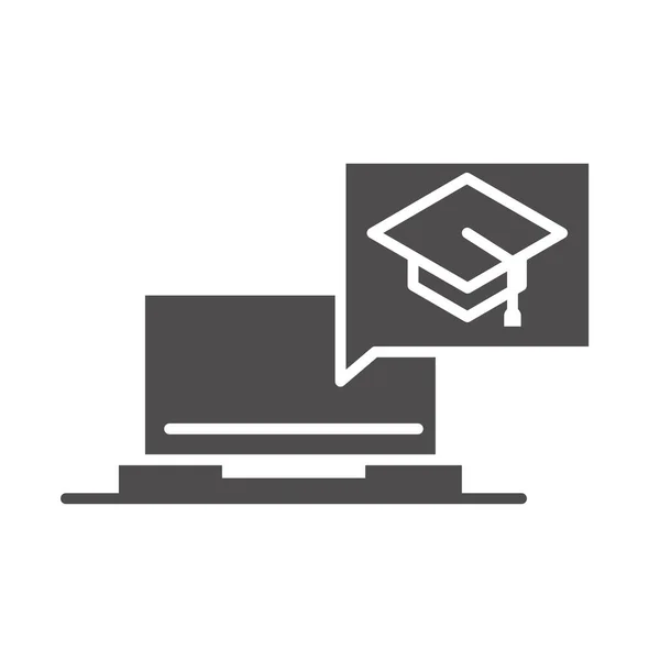 Enseigner l'école et l'éducation en ligne portable chapeau de graduation silhouette icône de style — Image vectorielle