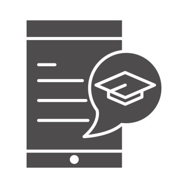 Okulda ve eğitimde online akıllı telefon uygulaması öğret siluet biçimi simgesi öğren