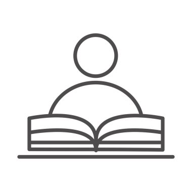 bir kitap satırı ikonu okuyan okul ve eğitim öğrencisi