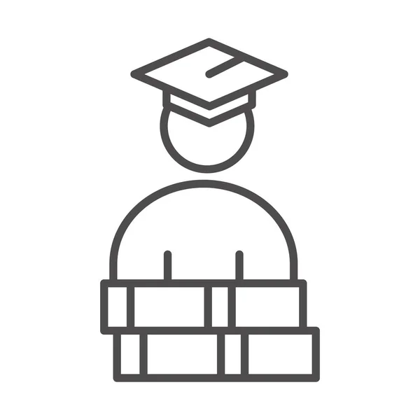 Tanítani iskolai és oktatási hallgató grduation kalap és könyvek vonal stílus ikon — Stock Vector