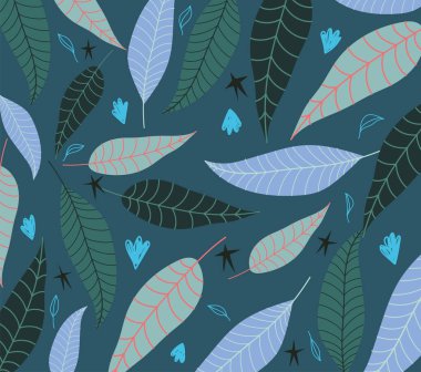 Tropikal yapraklar egzotik yıldız deseni yeşil arkaplan