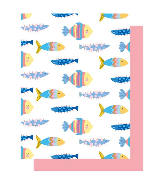Sous la mer, poissons colorés dessin animé large fond de paysage de la vie marine — Image vectorielle