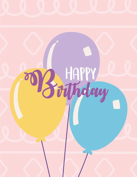 Feliz cumpleaños, fiesta de celebración de decoración festiva globos — Vector de stock