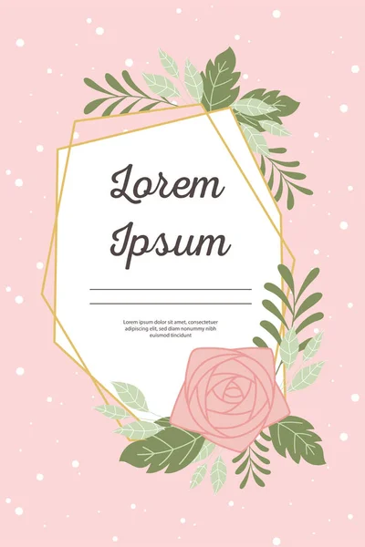 Hochzeitseinladung dekorative Blume Blätter Grußkarte oder Ankündigung rosa Hintergrund — Stockvektor