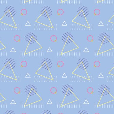 memphis soyut geometrik doku 80 'ler stili soyut üçgenler arka plan daireleri