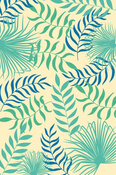 Modello tropicale con foglie e piante su sfondo di colore — Vettoriale Stock