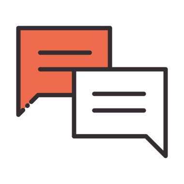 Sosyal medya konuşması dijital internet ağı iletişim teknolojisi satırını dolduruyor ve tasarım simgesini dolduruyor