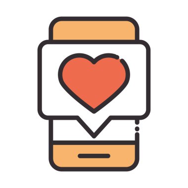 Sosyal medya akıllı telefonu aşk mesajı dijital internet ağı iletişim teknolojisi hattı ve tasarım simgesi