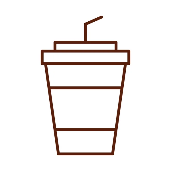 À emporter soda avec paille fast food dîner et menu, repas savoureux et icône de style ligne malsaine — Image vectorielle