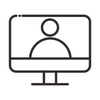 Sosyal medya bilgisayar avatarı dijital internet ağı iletişim teknolojisi çizgi simgesi