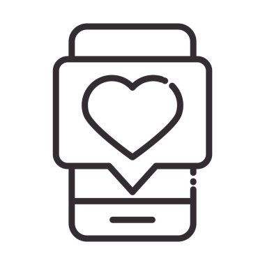 Sosyal medya akıllı telefonu aşk mesajı dijital internet ağı iletişim teknolojisi çizgi simgesi