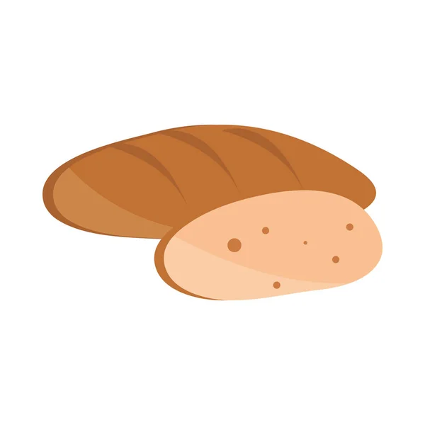 Pain entier et morceau menu boulangerie produit alimentaire plat style icône — Image vectorielle