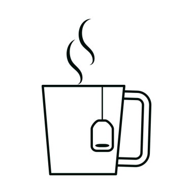 Çay poşeti içeceği aromalı sıcak çay fincanı izole edilmiş doğrusal biçim simgesi