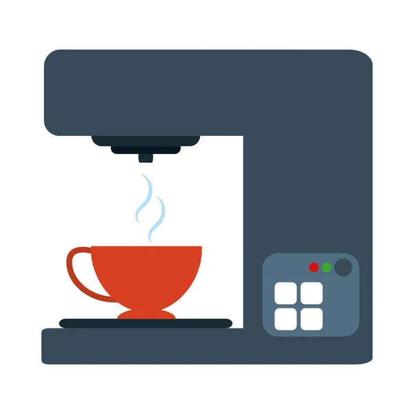 Coffee machine beverage appliance flat style icon — Stock Vector