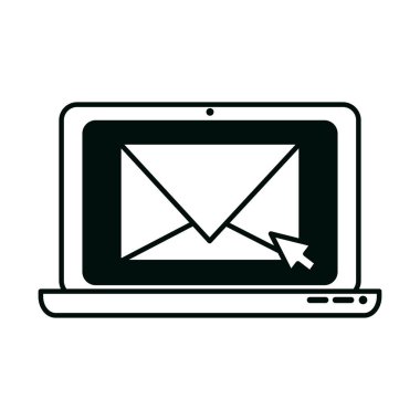 dizüstü bilgisayara e- posta gönder ofis tedarik kırtasiyesi çalışma doğrusal biçim simgesi