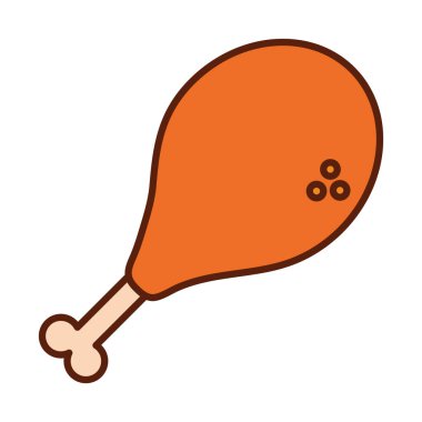 Fast food kızarmış tavuk akşam yemeği ve menü, lezzetli yemek ve sağlıksız çizgi ve ikon doldurma