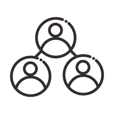 Sosyal medya insanları dijital internet ağı iletişim teknolojisi çizgisi simgesine bağlanıyor