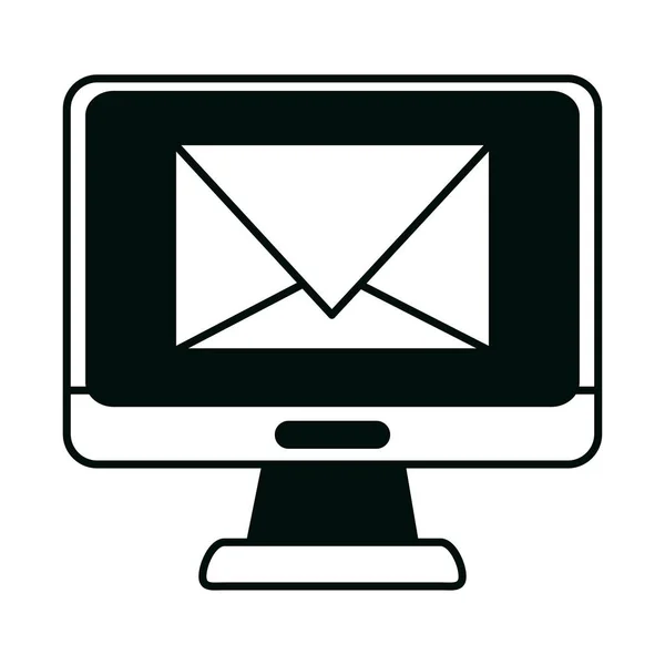 Ordinateur email message fournitures de bureau papeterie travail linéaire style icône — Image vectorielle