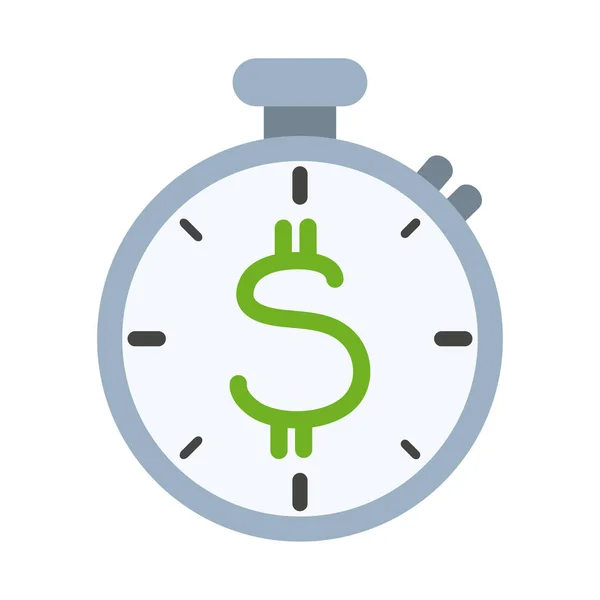 Stopwatch χρήματα επιχειρήσεων γραφείο εργασίας επίπεδη στυλ εικονίδιο — Διανυσματικό Αρχείο