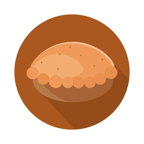 Bröd paj välsmakande meny bageri livsmedel block och platt ikon — Stock vektor