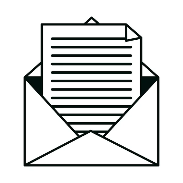 Correo papel sobre carta comunicación diseño aislado icono — Vector de stock