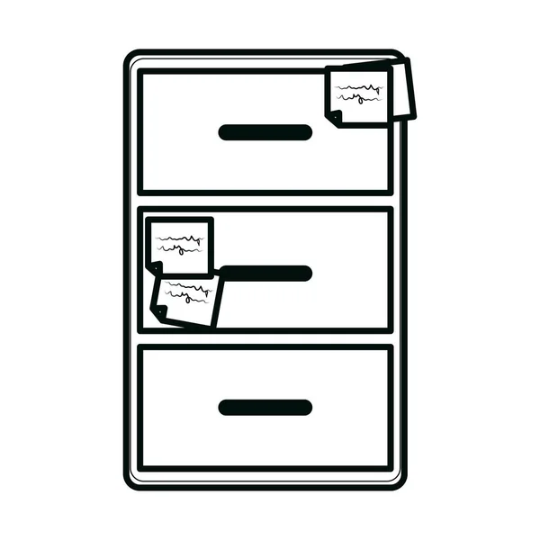 Notlar içeren dolap ofis malzeme kırtasiyesi çalışma doğrusal biçim simgesi — Stok Vektör