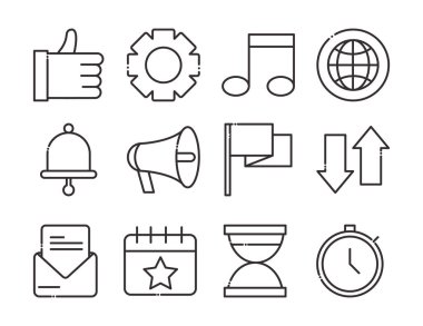 Sosyal medya dijital internet ağı iletişim teknolojisi çizgi simgeleri belirlendi