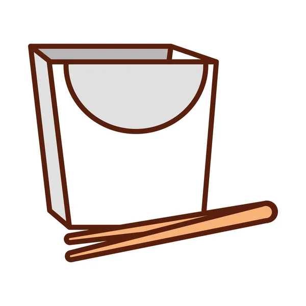 Caixa com chopsticks pacote de linha e ícone de preenchimento — Vetor de Stock