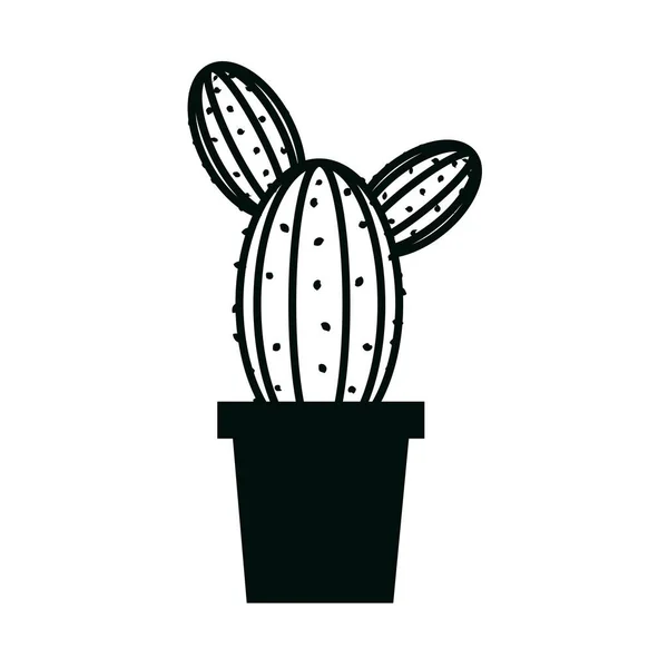 Maceta cactus planta decoración aislada estilo lineal icono — Vector de stock
