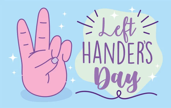 Links handers dag, hand tonen vrede en liefde teken cartoon viering — Stockvector