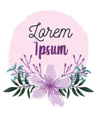 Düğün davetiyesi, çiçekli çelenk ve çiçekli şablon.