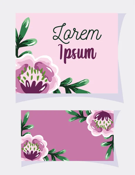 Hochzeit florale Einladung, Blume Blätter Aquarell Vorlage Karte — Stockvektor