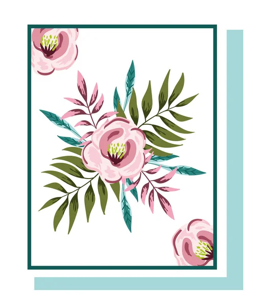 Fleurs arrangements floraux botanique pour carte de vœux — Image vectorielle