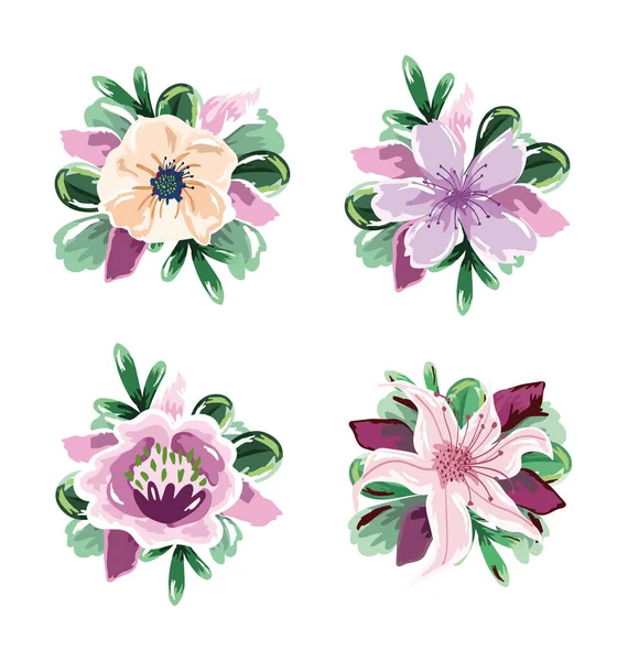 繊細な花の葉の装飾自然花のデザイン — ストックベクタ