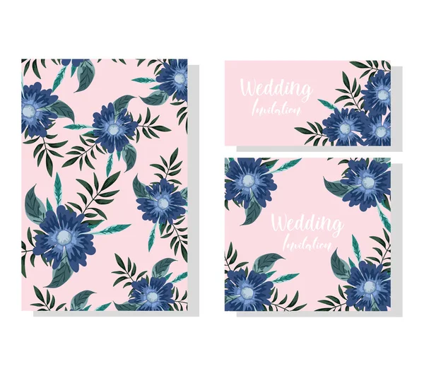 Hochzeitseinladung Blumen dekorative Festkarte oder Banner — Stockvektor