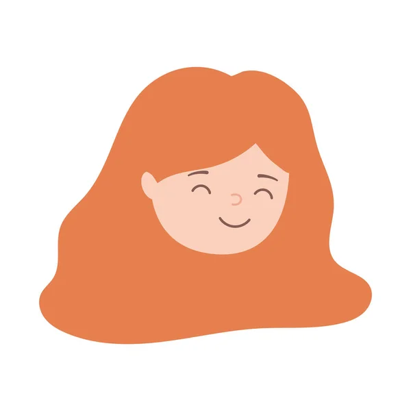 Niedliches Mädchen Gesicht Charakter Cartoon isoliert Design-Ikone weißen Hintergrund — Stockvektor