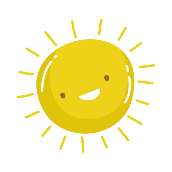 Sun summer weather cartoon isolated design icon — Stock Vector