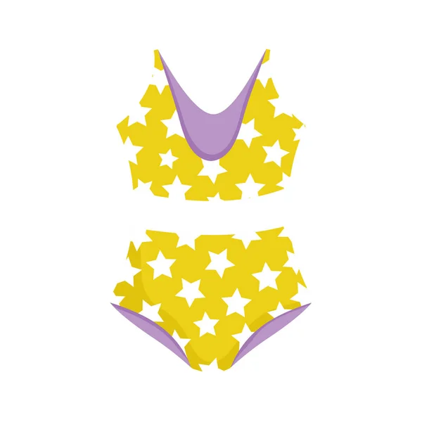 Bikini estrellado traje de baño de dibujos animados de moda icono de diseño aislado — Archivo Imágenes Vectoriales