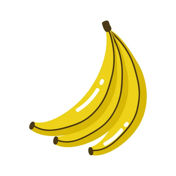 Frutas tropicales plátano dibujos animados icono de diseño aislado — Vector de stock