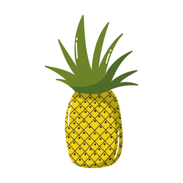 Fruta tropical abacaxi desenho animado design isolado ícone fundo branco — Vetor de Stock