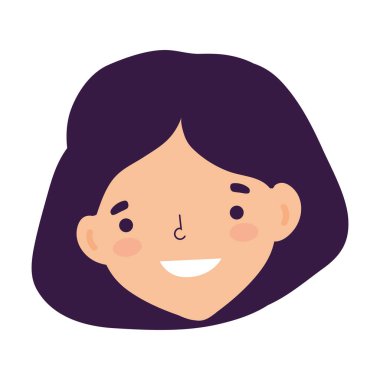 Kadın yüz karakteri çizgi film izole tasarım beyaz arkaplan