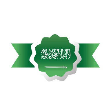 Suudi Arabistan Ulusal Günü, yeşil bayraklı kurdele dekorasyon gradyan simgesi